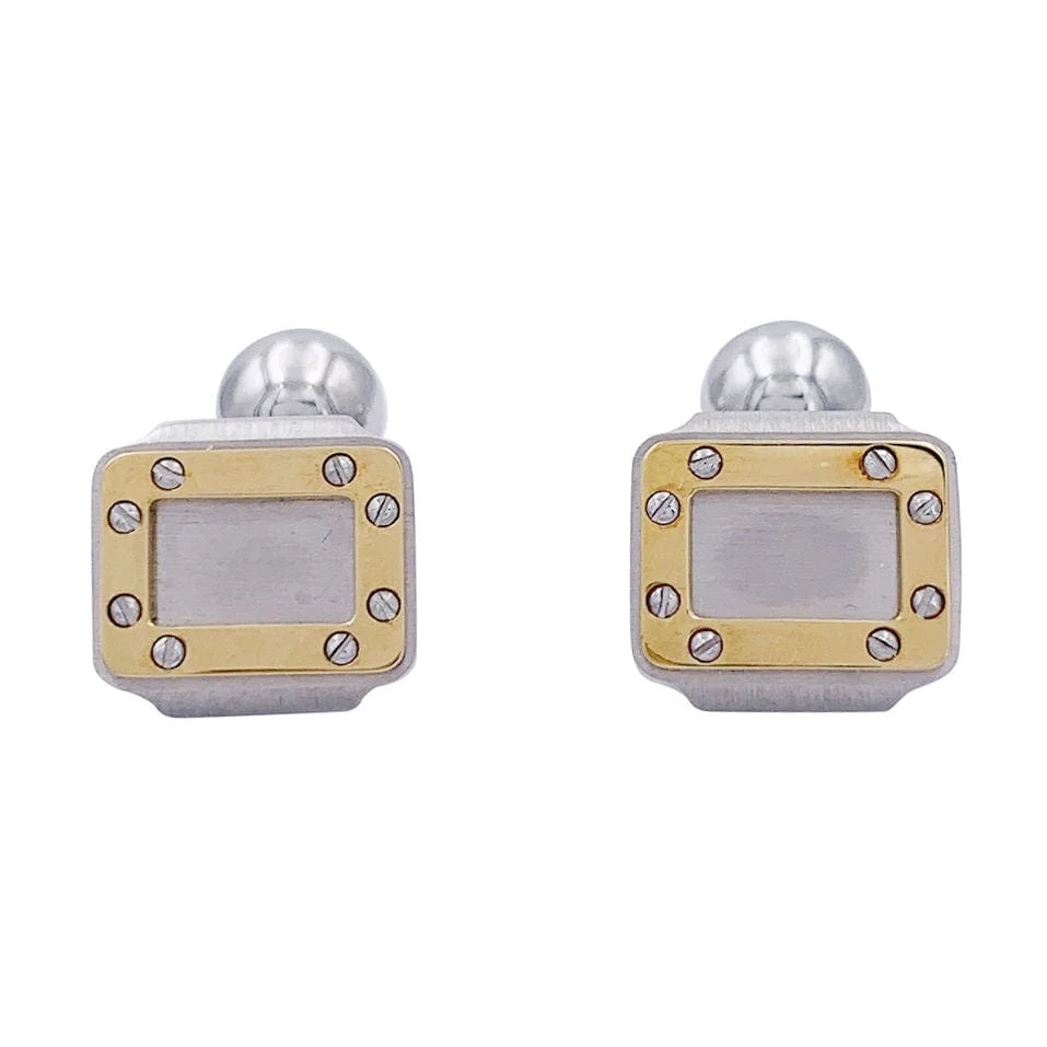 Corrosiebestendige Cufflinks Cartier, “Santos Dumont”, gouden and steel.