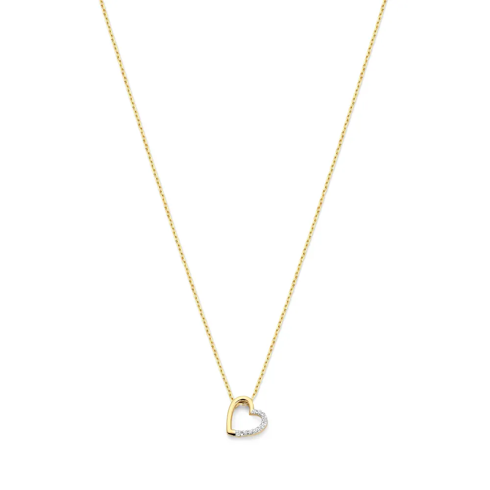 Corrosiebestendige De la Paix Léna 14 karaat gouden ketting met diamant 0.03 karaat