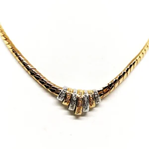 English mesh necklace Yellow goud Diamond