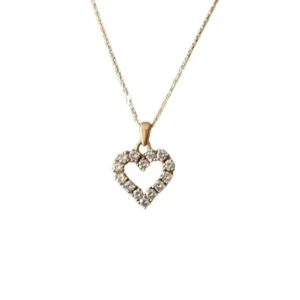 Heart pendant on chain Yellow goud Hot-Dip Gegalvaniseerd
