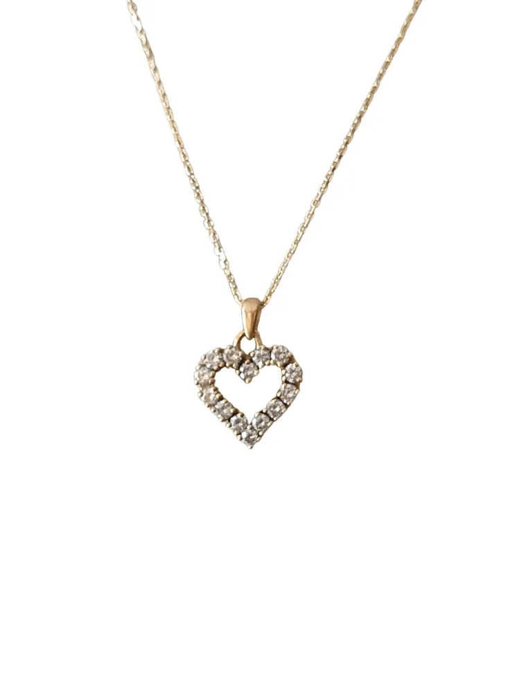 Heart pendant on chain Yellow goud Hot-Dip Gegalvaniseerd