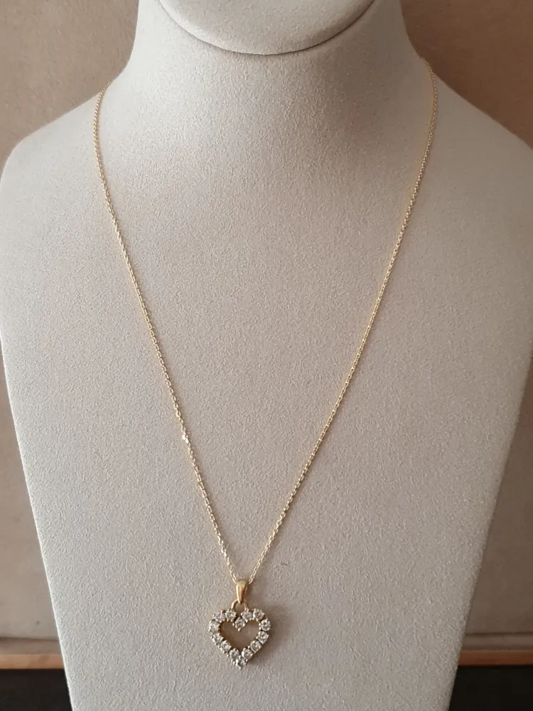Heart pendant on chain Yellow goud Hot-Dip Gegalvaniseerd