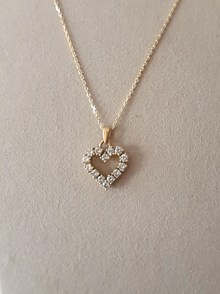 Heart pendant on chain Yellow goud Hot-Dip Gegalvaniseerd