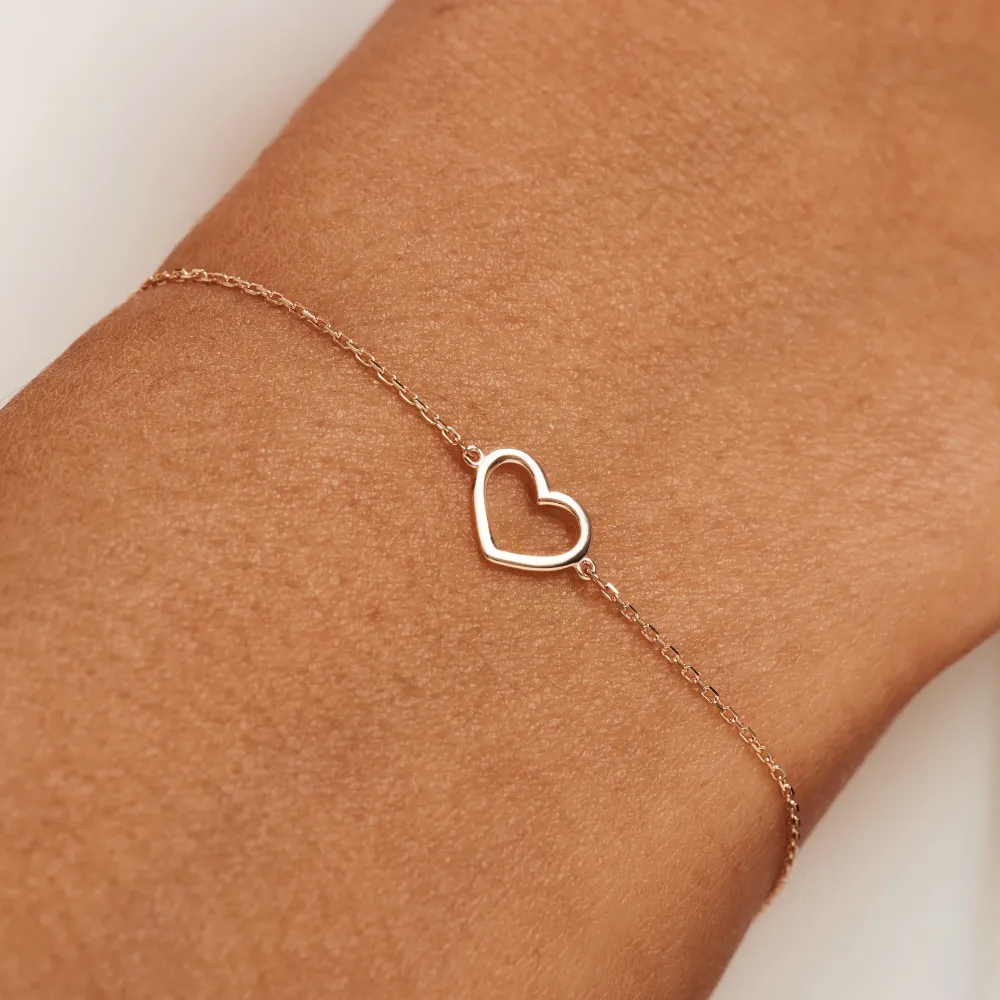 Industrieel Zwaar Belastbaar Cadeau d'Isabel 14 karaat rosé gouden ketting en armband set met hart
