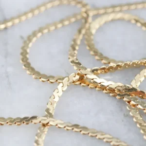 18 Karat Gold Flat Serpentine Chain