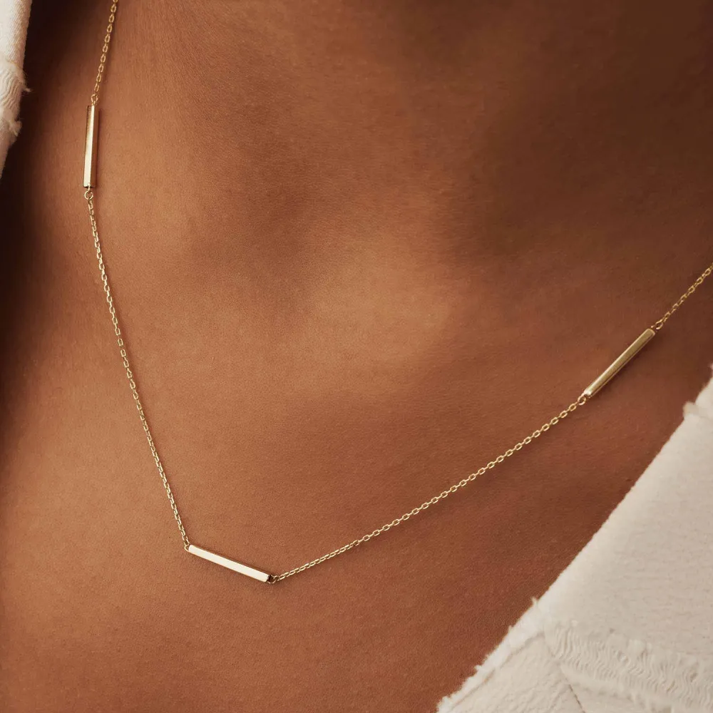 Le Marais Jolie 14 karaat gouden ketting met 3 staafjes