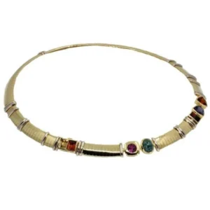 Omega mesh fine stone necklace