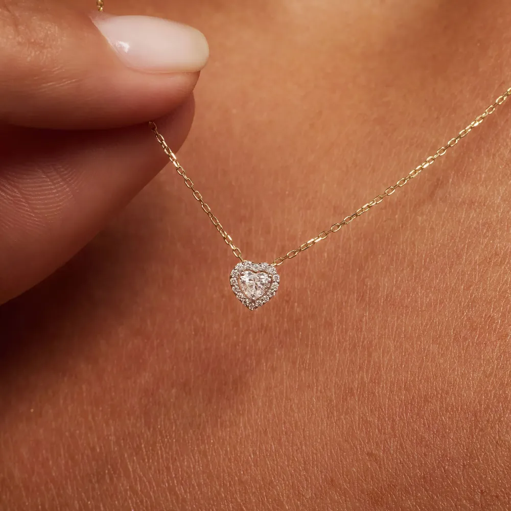 De la Paix Amore 14 karaat gouden ketting met diamant 0.14 karaat met Veiligheidslengte