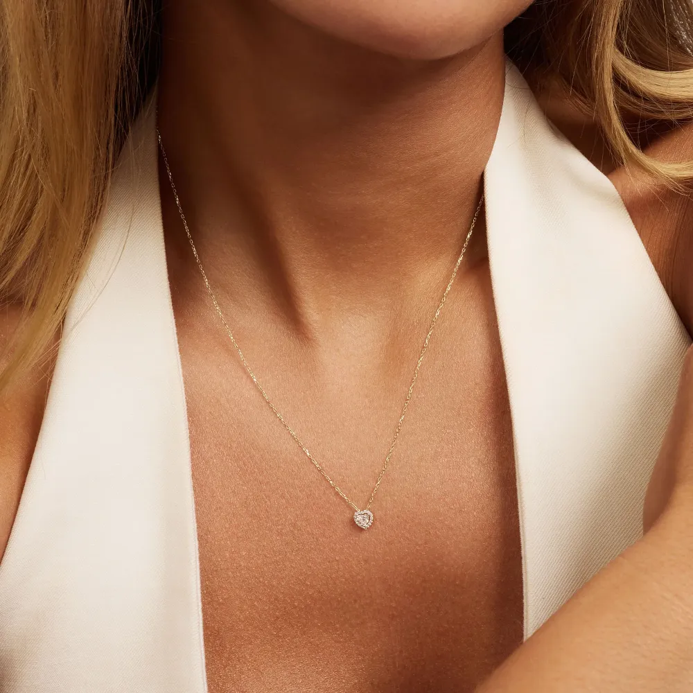 De la Paix Amore 14 karaat gouden ketting met diamant 0.14 karaat met Veiligheidslengte