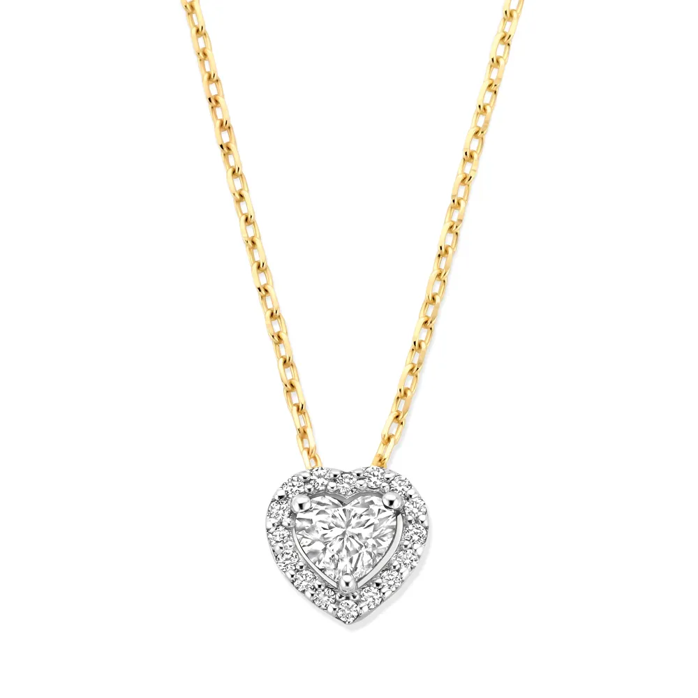 De la Paix Amore 14 karaat gouden ketting met diamant 0.14 karaat met Veiligheidslengte