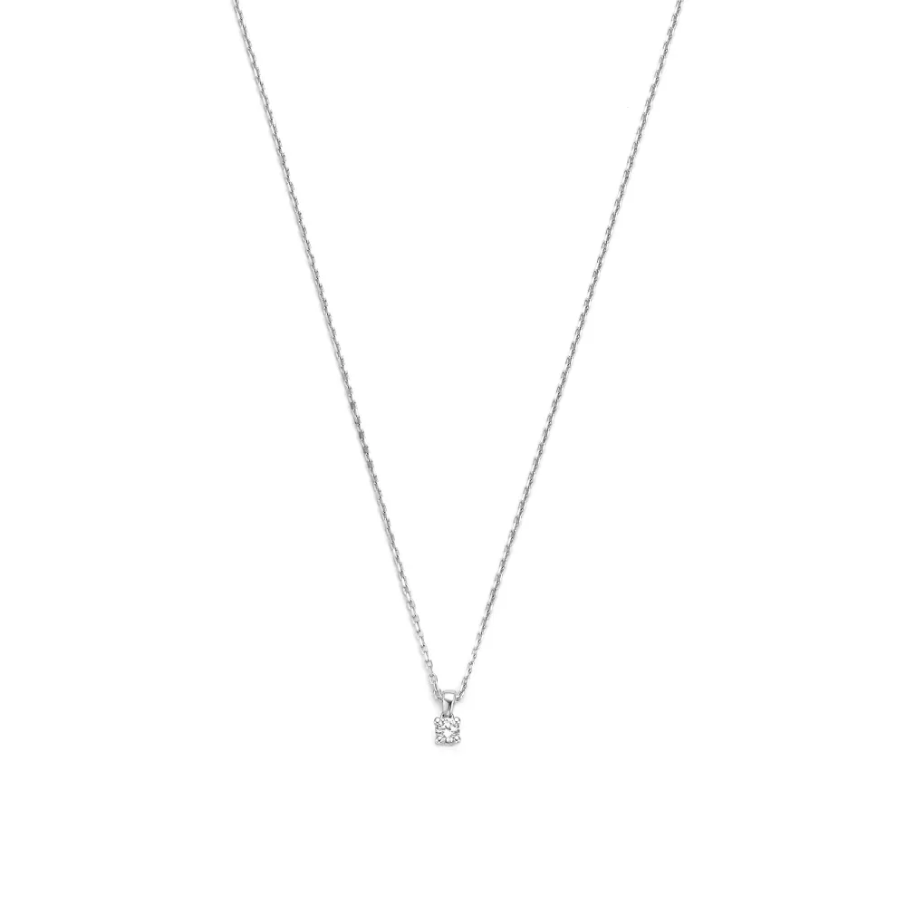 De la Paix Celesse 14 karaat witgoud ketting met diamant 0,07 ct