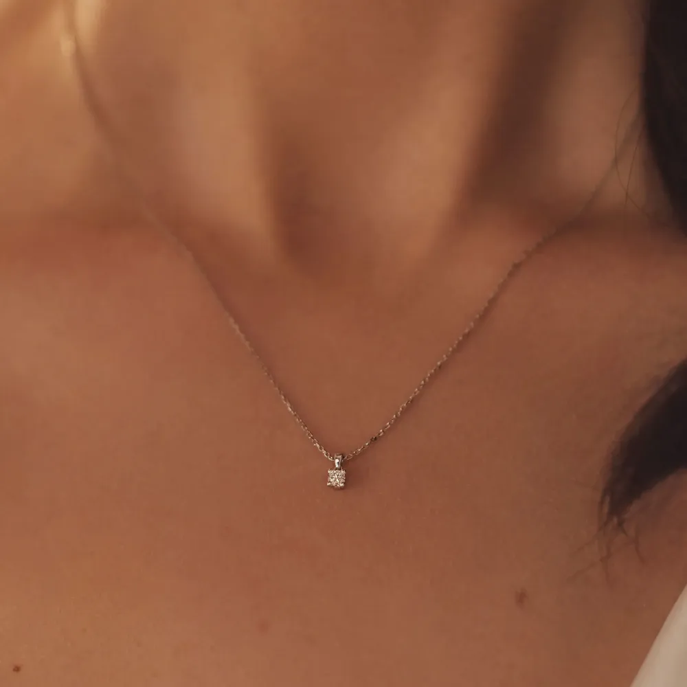 De la Paix Celesse 14 karaat witgoud ketting met diamant 0,07 ct