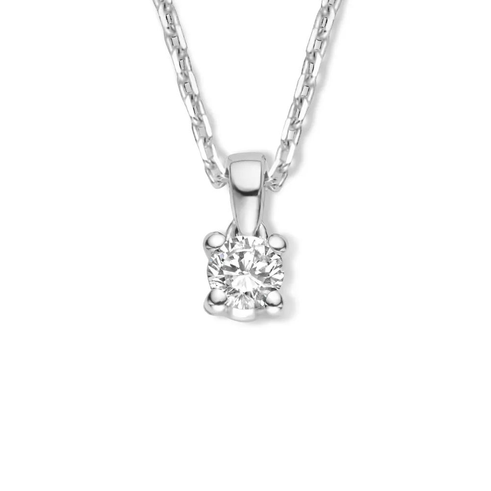 De la Paix Celesse 14 karaat witgoud ketting met diamant 0,07 ct