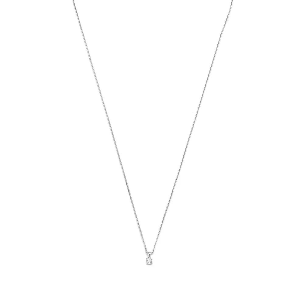 De la Paix Celesse 14 karaat witgoud ketting met diamant 0,07 ct