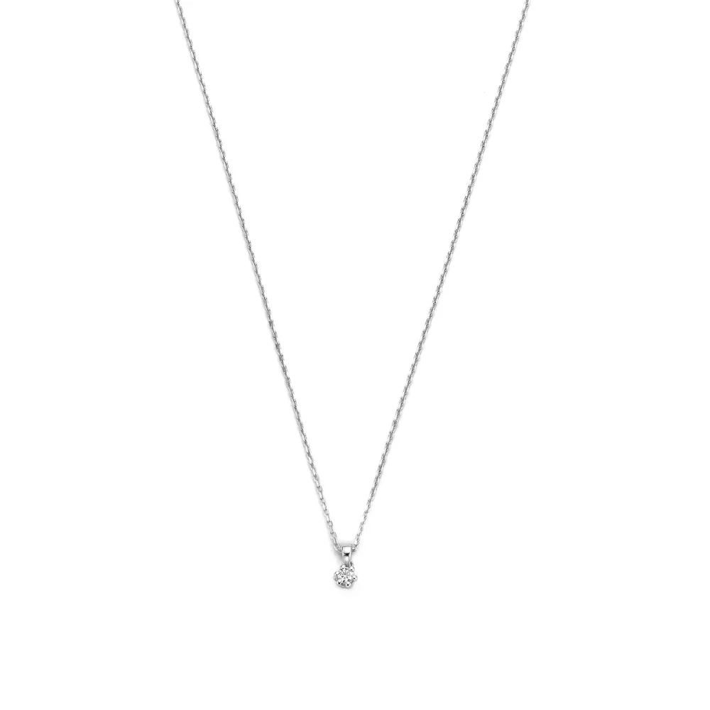 De la Paix Emily 14 karaat witgouden ketting met diamant 0.05 karaat