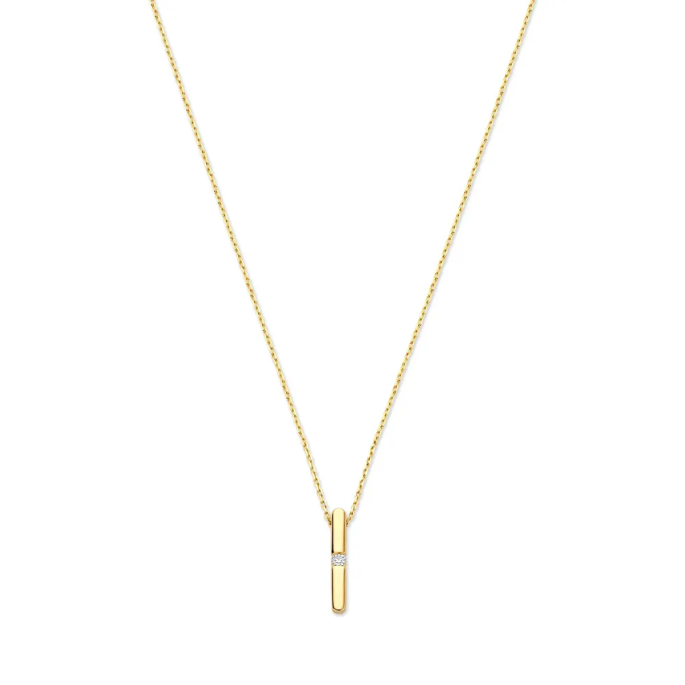 De la Paix Flavie 14 karaat gouden ketting met diamant 0.03 karaat - 10mm Diameter
