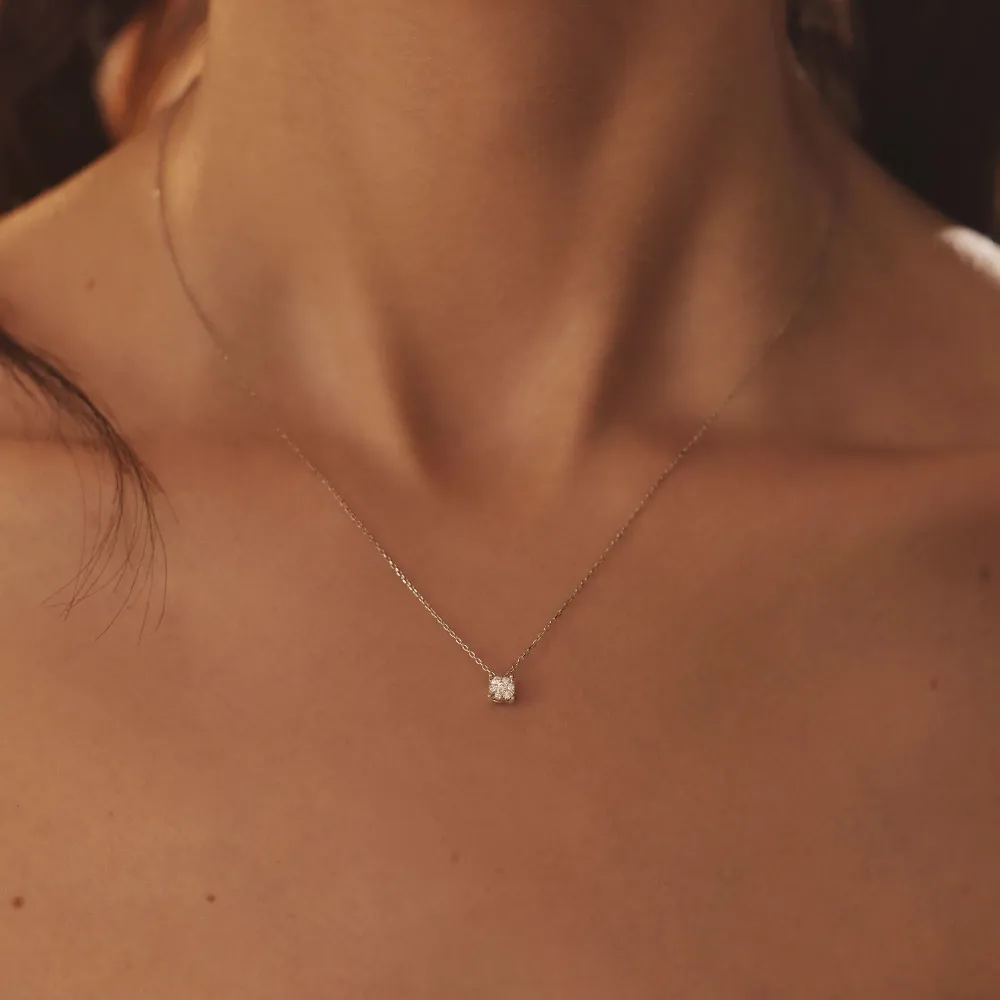 De la Paix Hanaé 14 karaat witgouden ketting met diamant 0.08 karaat