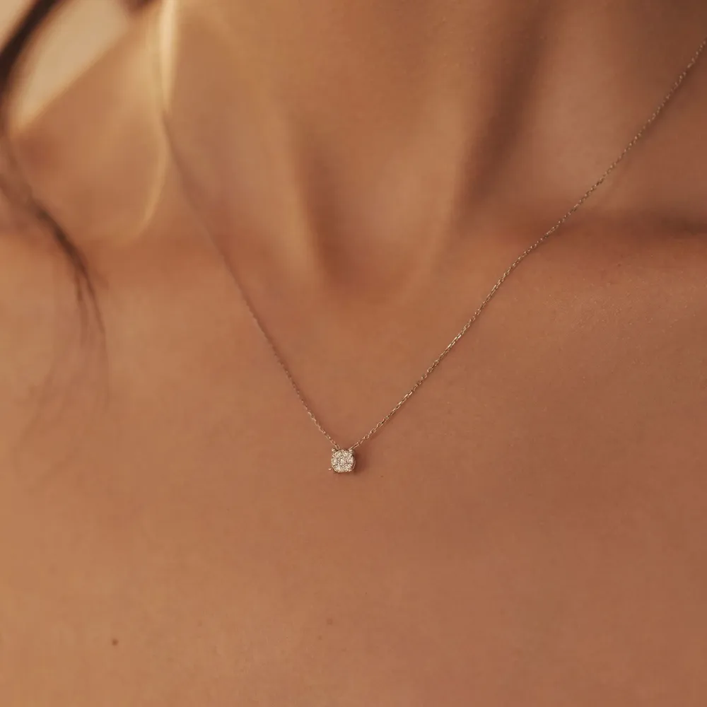De la Paix Hanaé 14 karaat witgouden ketting met diamant 0.08 karaat