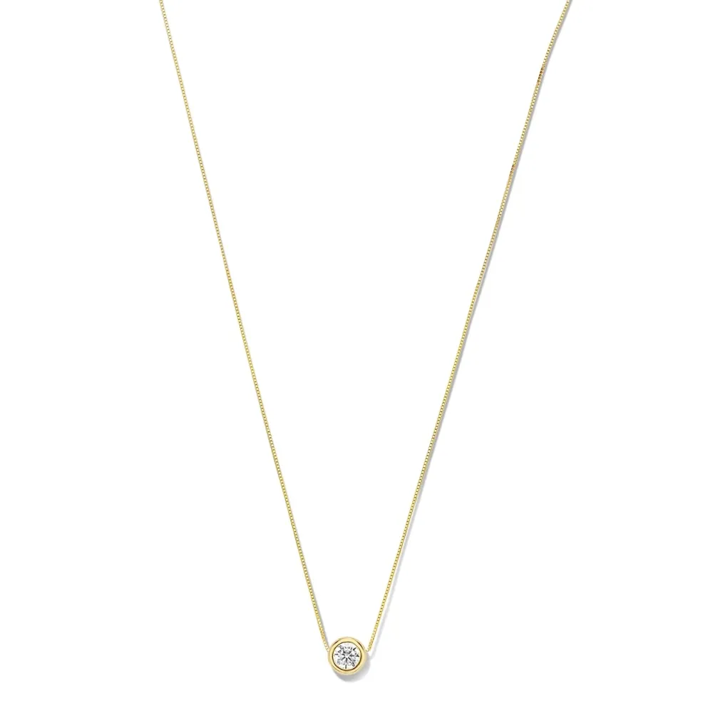 Rivoli élys 14 karaat gouden ketting met zirkonia steentje | Weerbestendig | Zeewaterbestendig