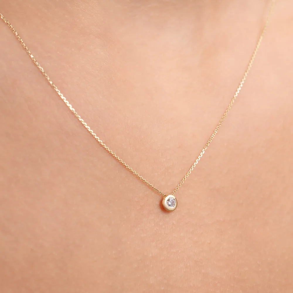 Rivoli élys 14 karaat gouden ketting met zirkonia steentje | Weerbestendig | Zeewaterbestendig