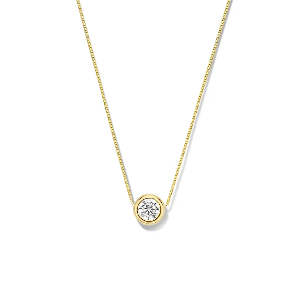 Rivoli élys 14 karaat gouden ketting met zirkonia steentje | Weerbestendig | Zeewaterbestendig