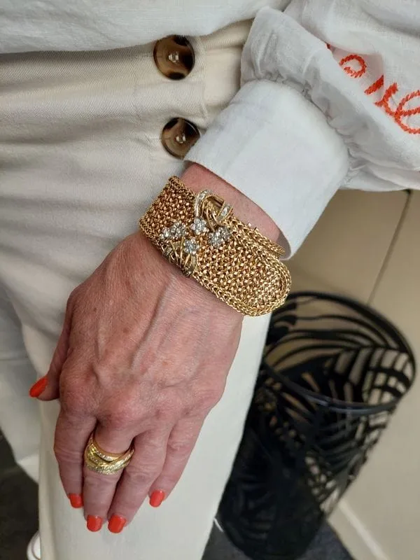 Roestvrij Staal DIAMOND BELT CUFF BRACELET