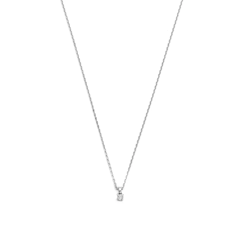 Roestvrij Staal De la Paix Céline 14 karaat witgouden ketting met diamant 0.05 karaat
