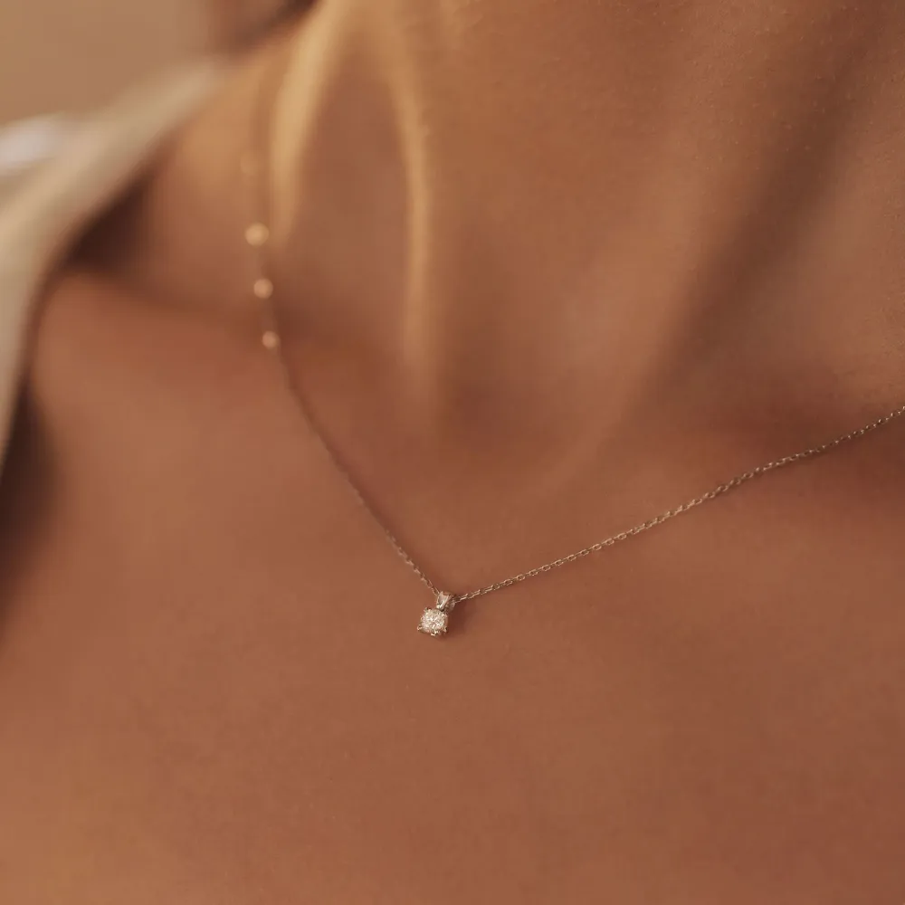 Verzinkte Veiligheids De la Paix Christine 14 karaat witgouden ketting met diamant 0.10 ct