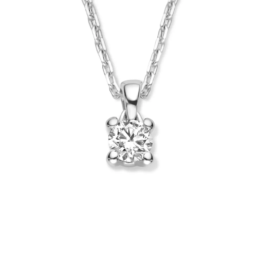 Verzinkte Veiligheids De la Paix Christine 14 karaat witgouden ketting met diamant 0.10 ct