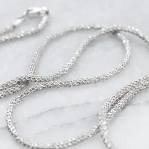 White Gold Sparkly Snake Chain Lobster Clasp