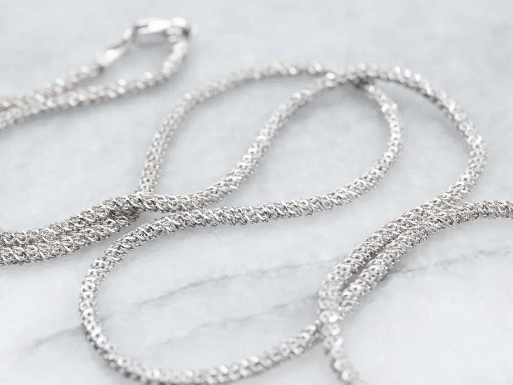 White Gold Sparkly Snake Chain Lobster Clasp