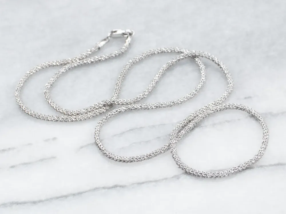 White Gold Sparkly Snake Chain Lobster Clasp
