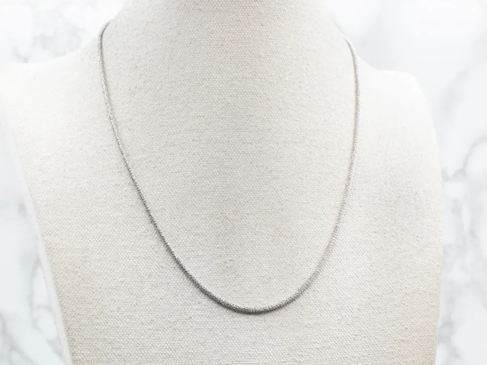 White Gold Sparkly Snake Chain Lobster Clasp