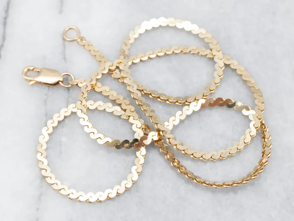 Yellow Gold Serpentine Chain Lobster Clasp