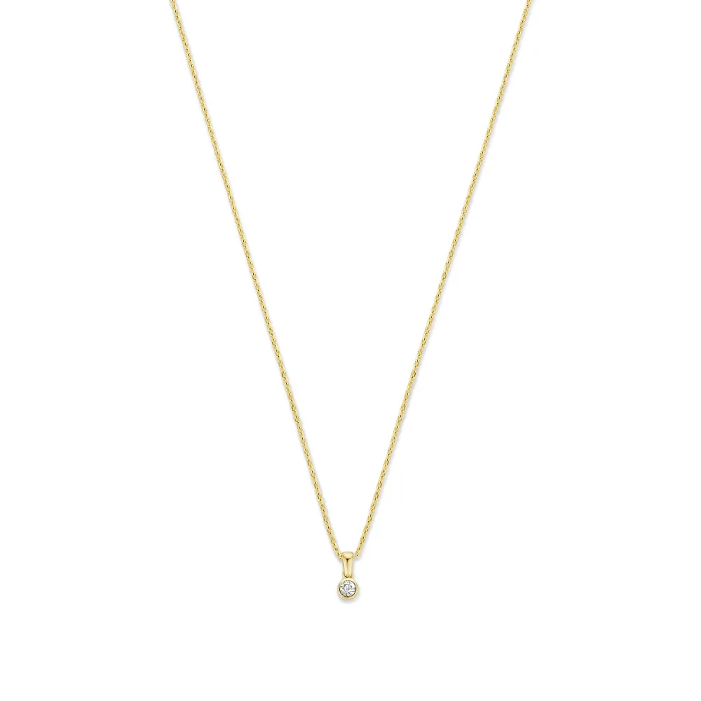 Zware Klasse De la Paix Inaya 14 karaat gouden ketting met diamant 0.01 karaat