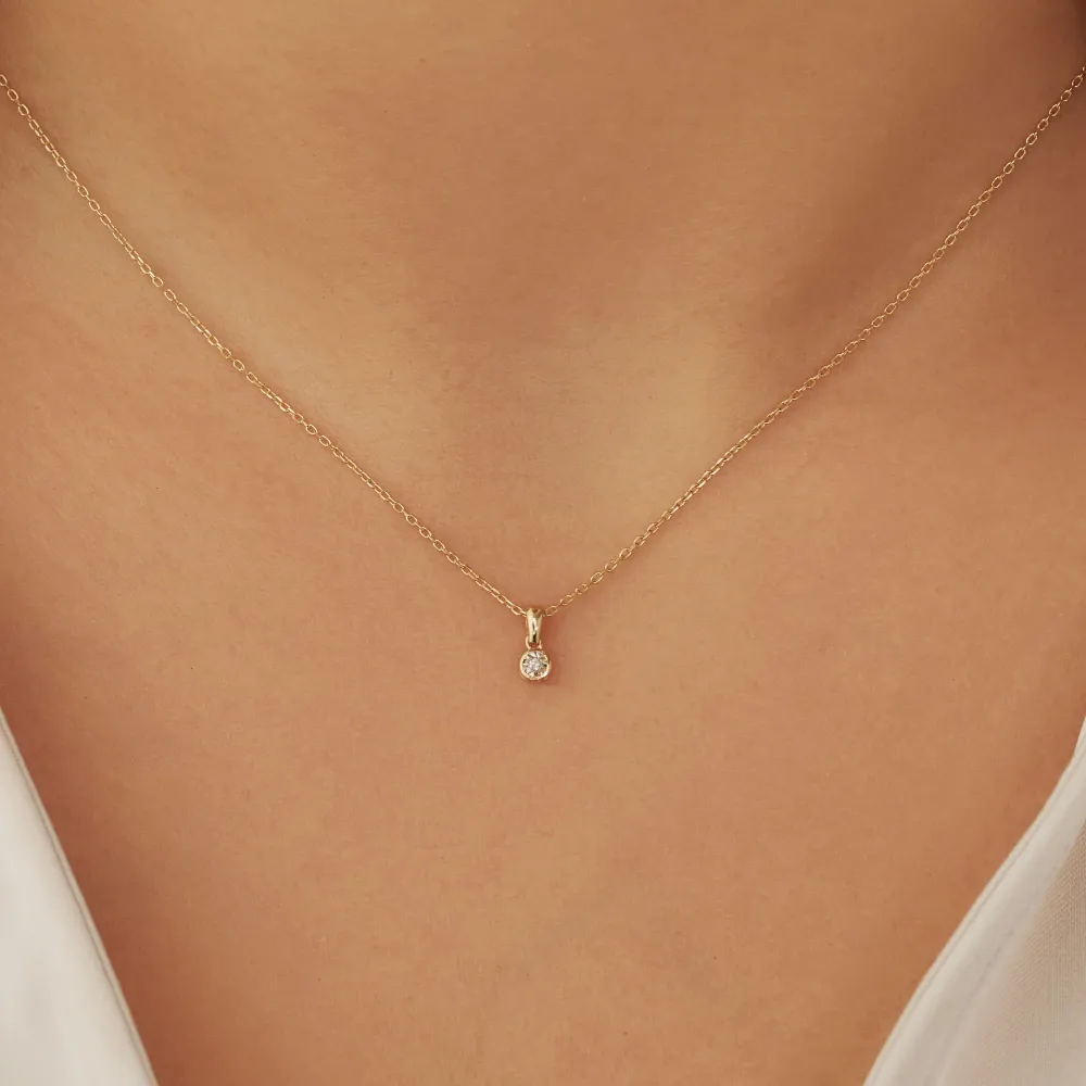 Zware Klasse De la Paix Inaya 14 karaat gouden ketting met diamant 0.01 karaat