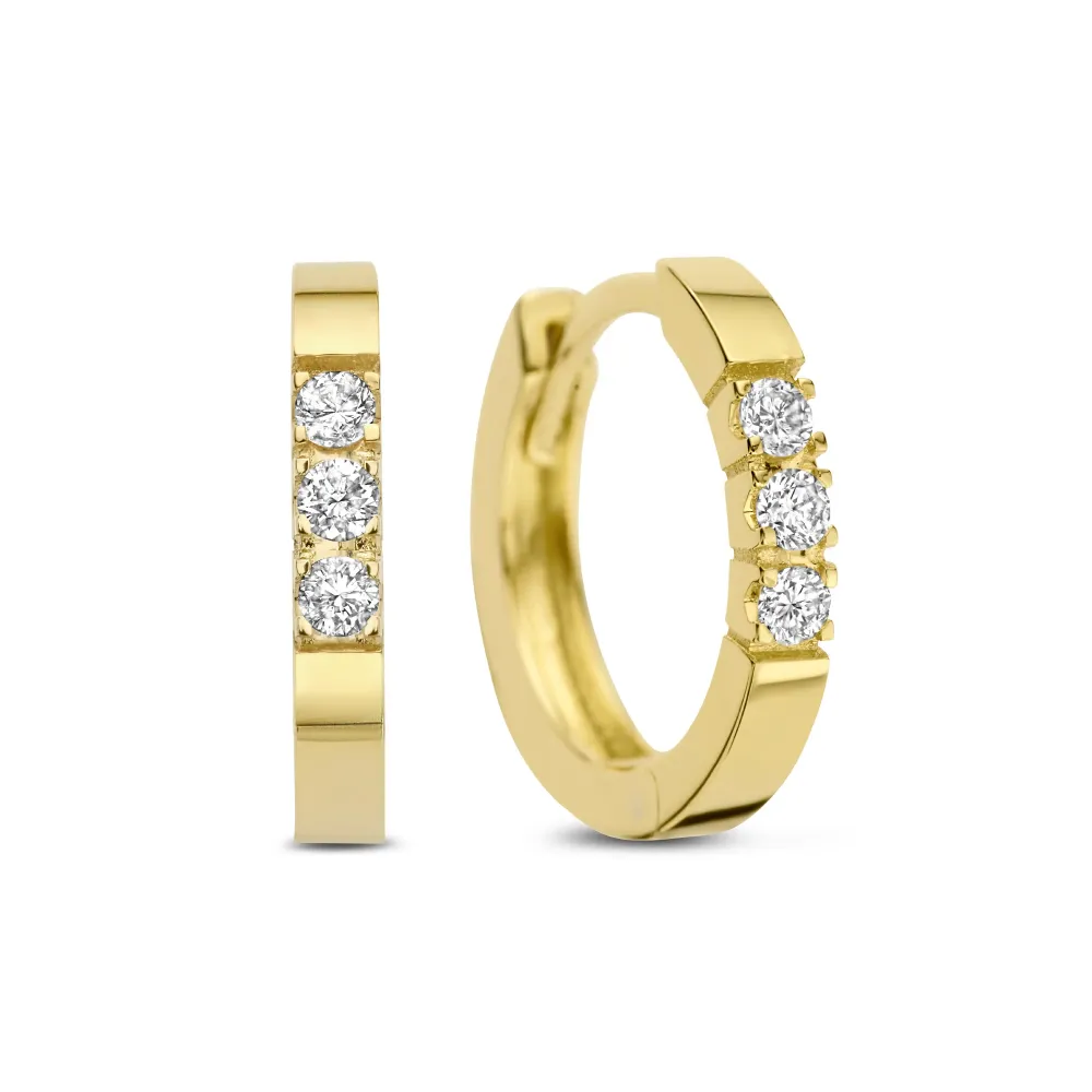 Zware Klasse De la Paix Madeline 14 karaat goud Oorringen met diamant 0,15 ct