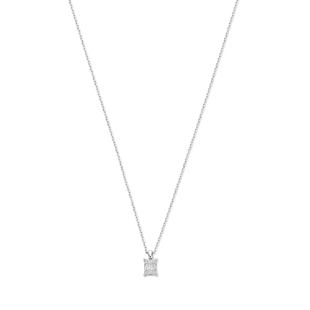 Zware Klasse De la Paix Maxime 14 karaat witgouden ketting met diamant 0.13 karaat