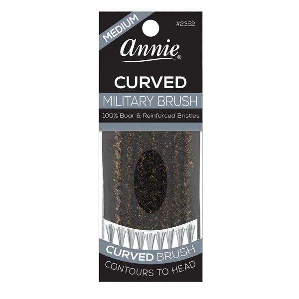 Annie Medium Military Curved Handle 100% Puur Boar Bristles Brush