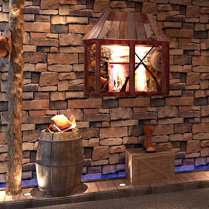 Gecertificeerd Multicolored Brick Rock Wallpaper Architecture Industrial Waterproofing Wall Covering Blue