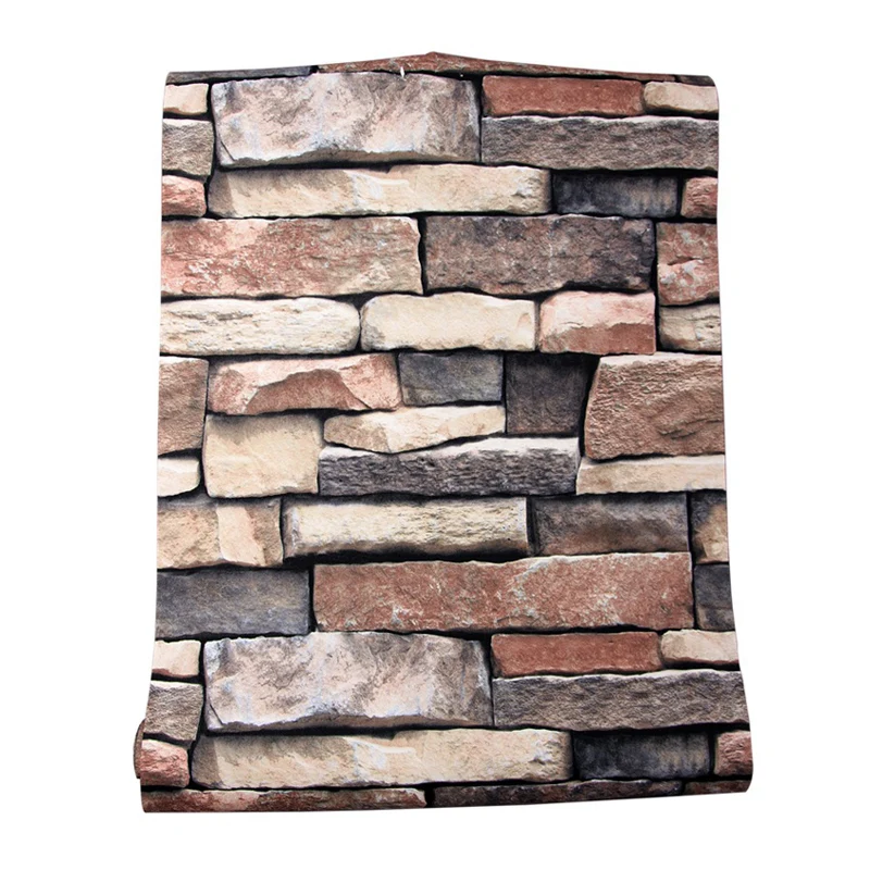 Gecertificeerd Multicolored Brick Rock Wallpaper Architecture Industrial Waterproofing Wall Covering Blue