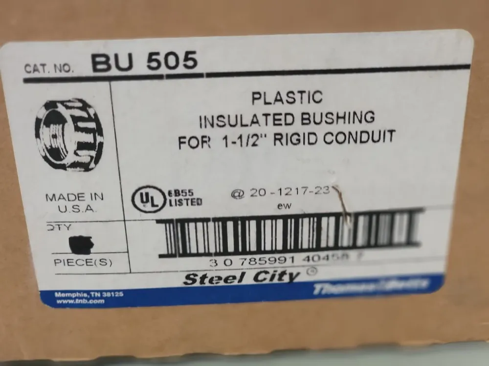 1-1/2" Plastiek Insulated Bushing BU505, Rigid Conduit (Box 38)
