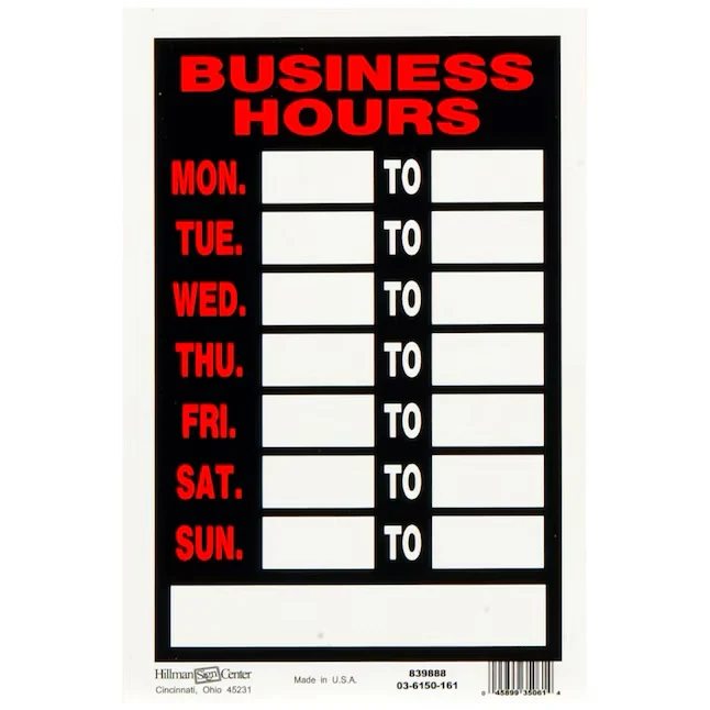 Hillman 12- x 8- kunststof Business Sign