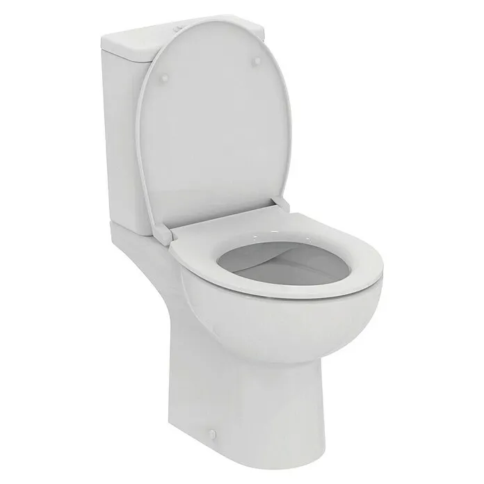Ideal Standard Eurovit Staand toilet Duoblok PK - Zonder spoelrand, Met antibacteriële glazuur, Spoelvorm: Diep, Wit, PK