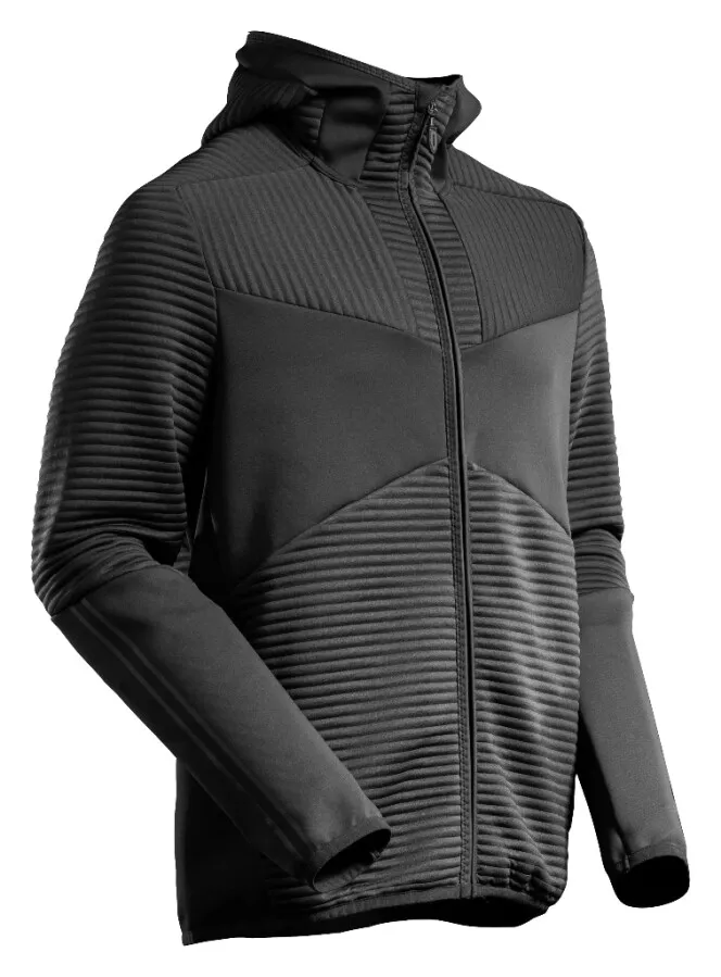 MASCOT Customized Pluche stof capuchontrui rits - 22603-681 - zwart - maat M