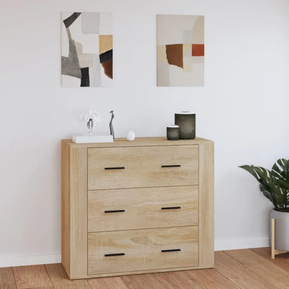 Dressoir 80x33x70 cm bewerkt hout sonoma eikenkleurig