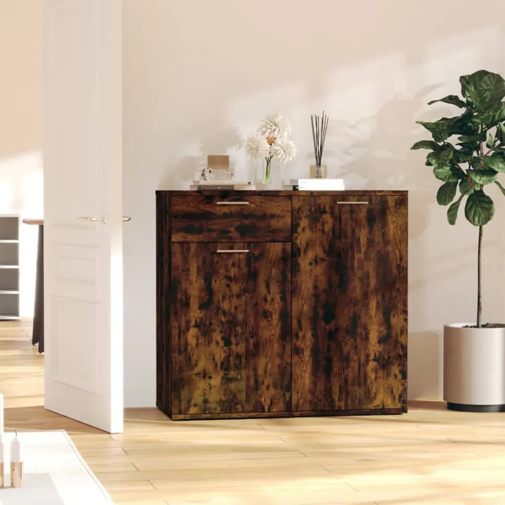 Dressoir 80x36x75 cm bewerkt hout gerookt eikenkleurig