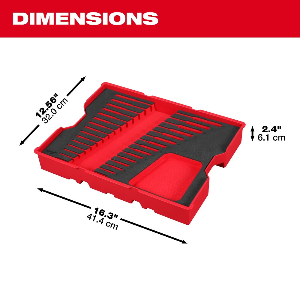 Milwaukee 15pc. Metric Ratcheting Combination Wrench Set Tray PACKOUT™ Drawers 48-22-0157