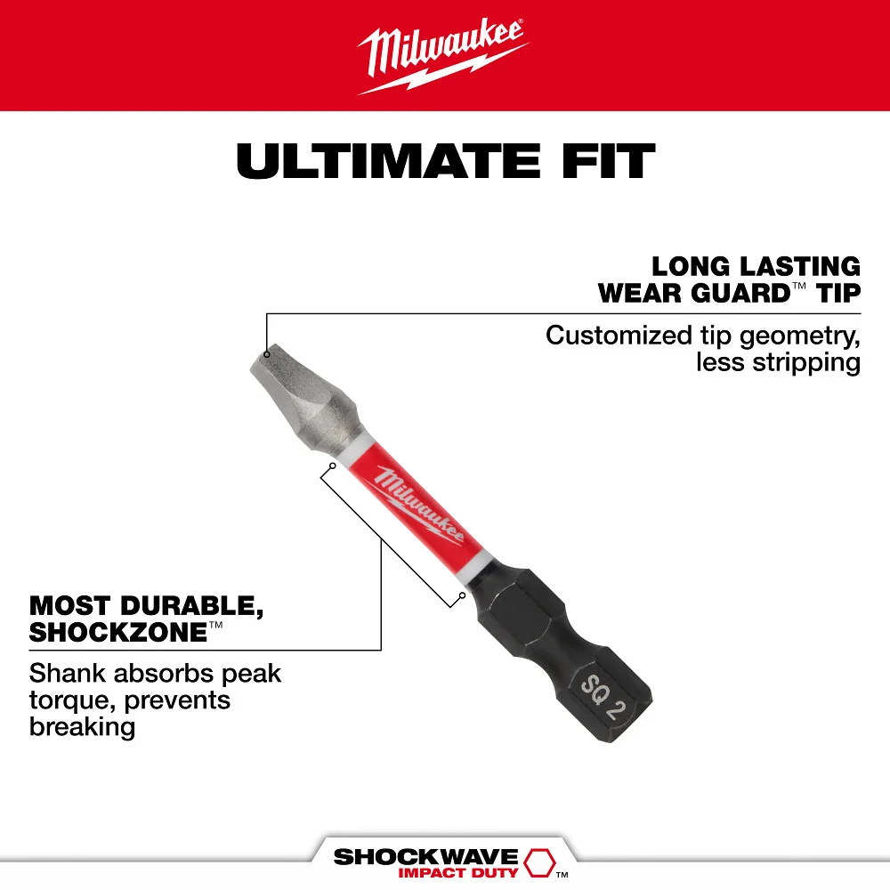 Milwaukee Tools 3-1/2" BIT SQ RECESS #2 48-32-4572