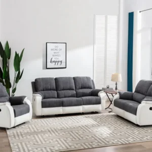 Relaxfauteuil van microvezel en grijs en wit kunstleer BRODY